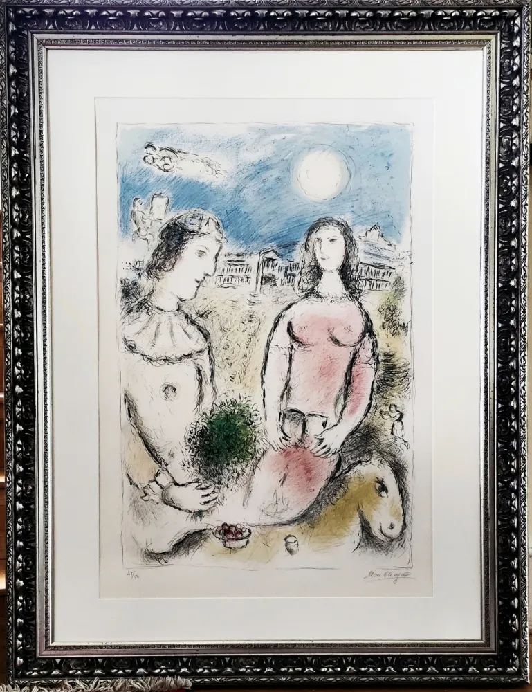 Lithographie Chagall - Le couple au Crépuscule 
