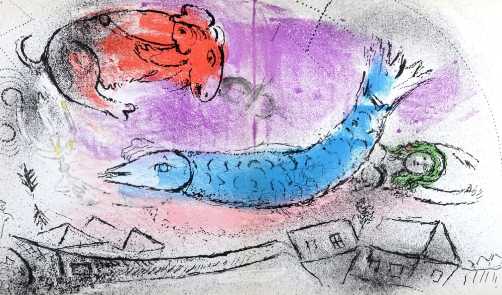 Lithographie Chagall - Le Poisson Bleu