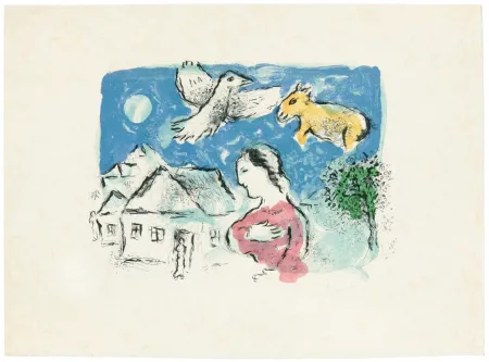 Lithographie Chagall - Le village