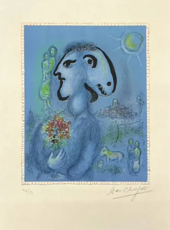 Lithographie Chagall - Le village bleu