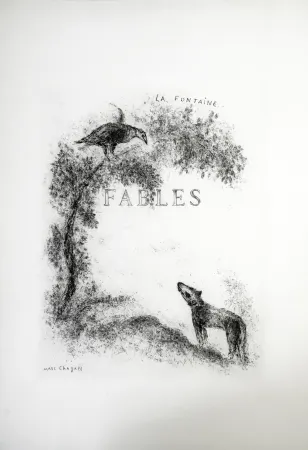 Radierung Chagall - LES FABLES DE LA FONTAINE (Couverture gravée du tome 1). 1952