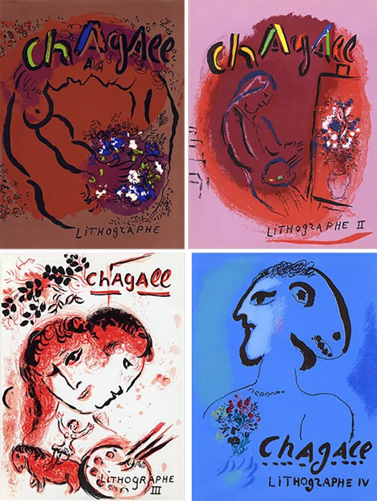 Illustriertes Buch Chagall - Mourlot & Sorlier : Chagall lithographe I à IV,  avec 28 LITHOGRAPHIES ORIGINALES