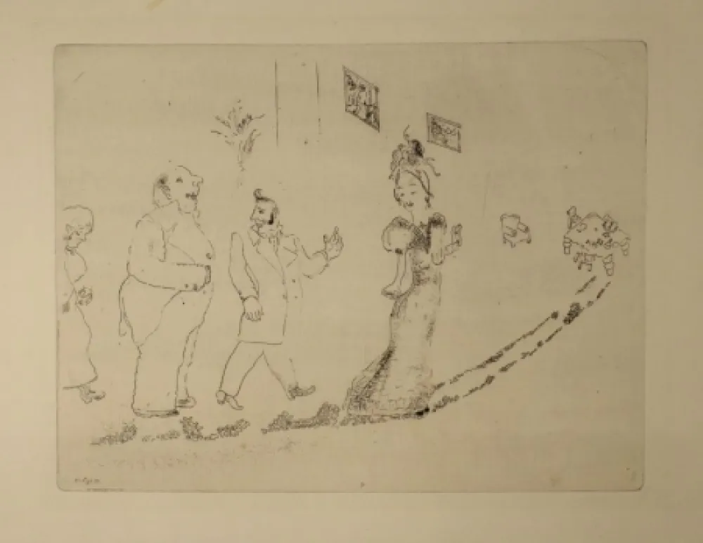 Radierung Chagall - (Nicolas Gogol, Les Ames Mortes, 34)