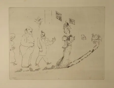 Radierung Chagall - (Nicolas Gogol, Les Ames Mortes, 34)