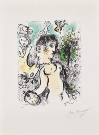 Lithographie Chagall - Nu au visage double (Nude with a Double Face) (M. 1013)