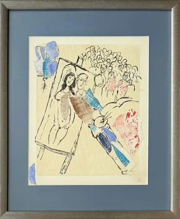 Holzschnitt Chagall - Poèmes, Planche XXI (collage enhanced)