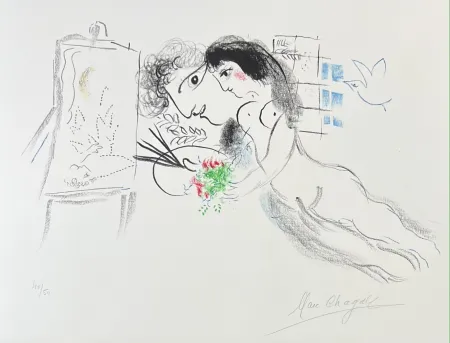 Lithographie Chagall - Rêve familier
