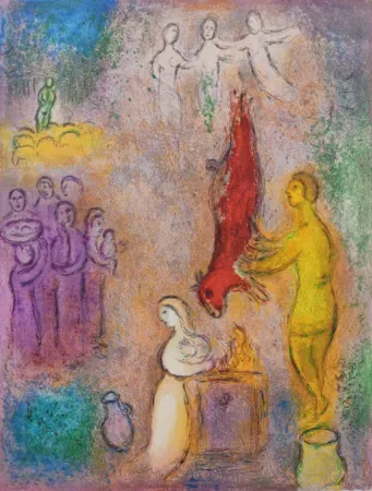 Lithographie Chagall - Sacrifices Made to the Nymphs, from Daphnis and Chloe