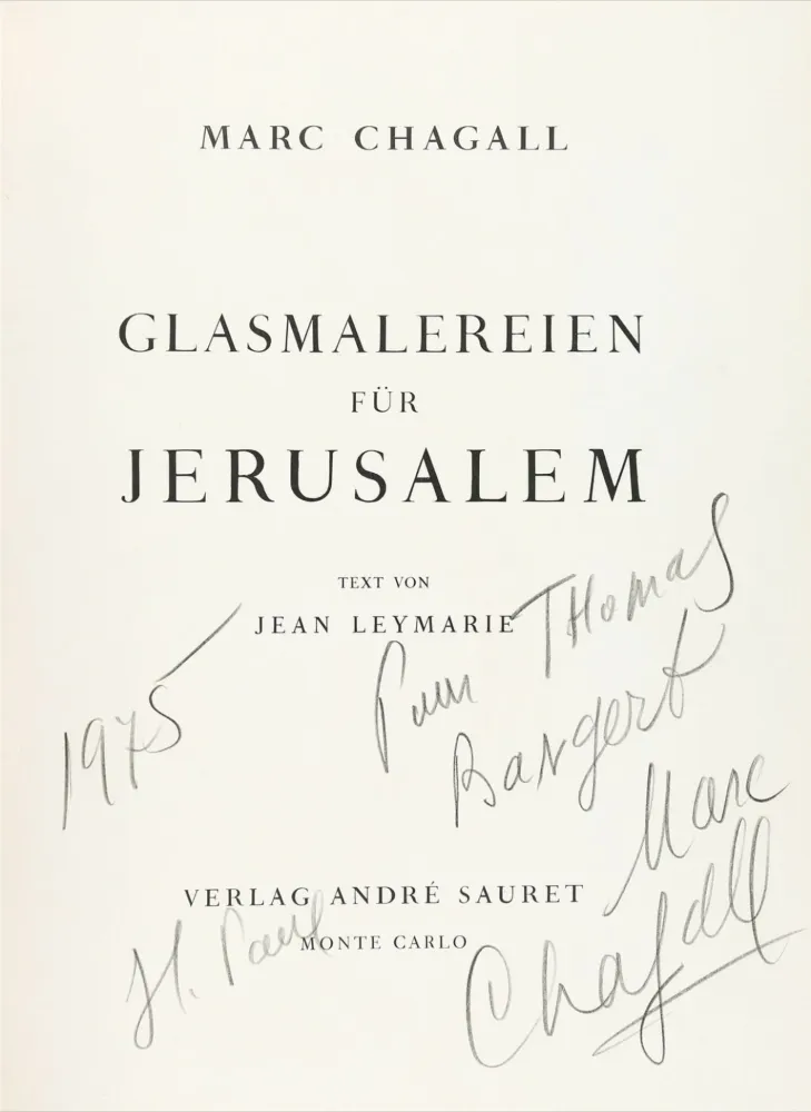 Illustriertes Buch Chagall - Signed & dedicated - Stained glass for Jerusalem 