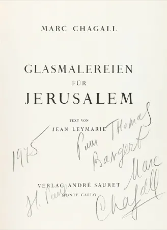 Illustriertes Buch Chagall - Signed & dedicated - Stained glass for Jerusalem 