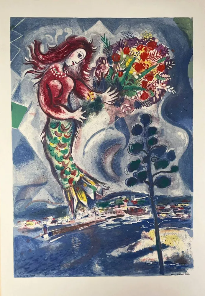 Lithographie Chagall - Sirène au pin (Sirene with Pine)