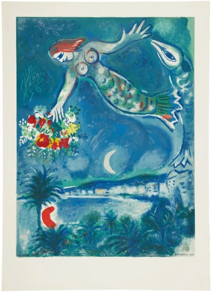 Lithographie Chagall - Sirène et Poisson (Sirene and Fish)
