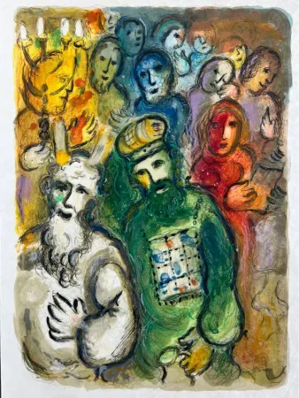 Lithographie Chagall - So went Moses and Aaron, and gathered all the Elders of the children of Israel