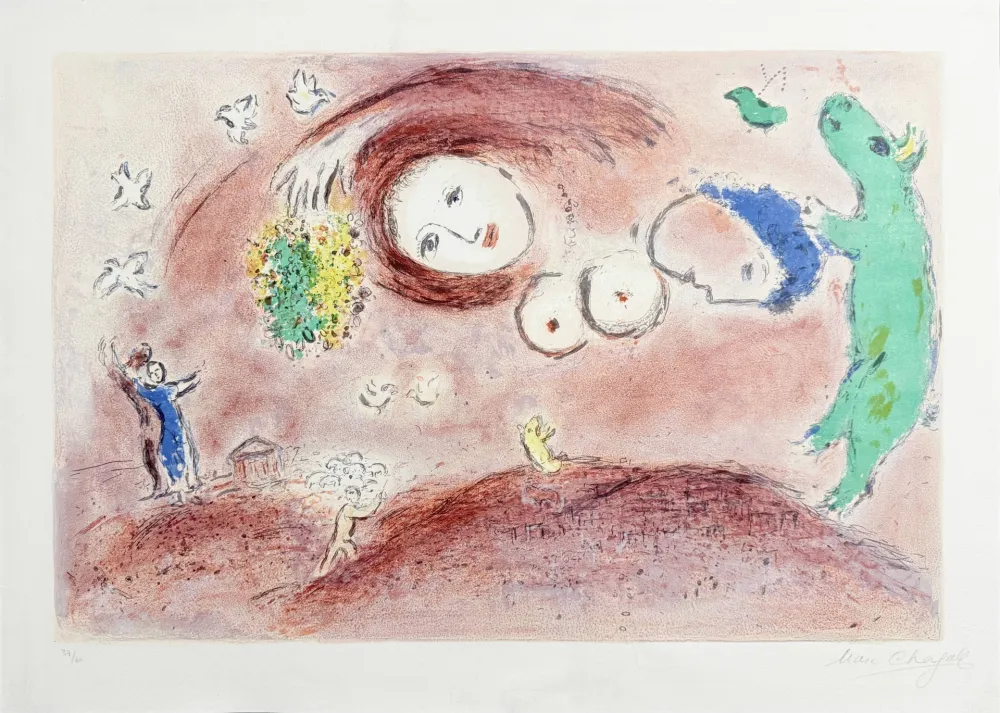 Lithographie Chagall - Springtime in the Meadow, from Daphnis and Chloe