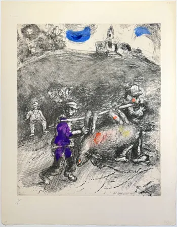 Radierung Chagall - The Miller, His Son, and the Donkey