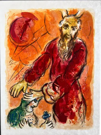 Lithographie Chagall - Then came Amalek and fought with Israel in Rephidim. And Moses sayde to Ioshua, 'Chuse us our men, and goe fight with Amalek
