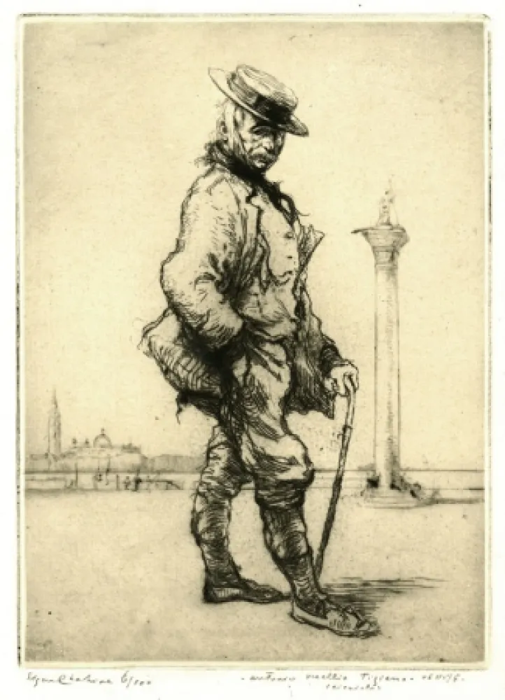 Radierung Chahine - Antonio Vecchio Tiziano, Venise