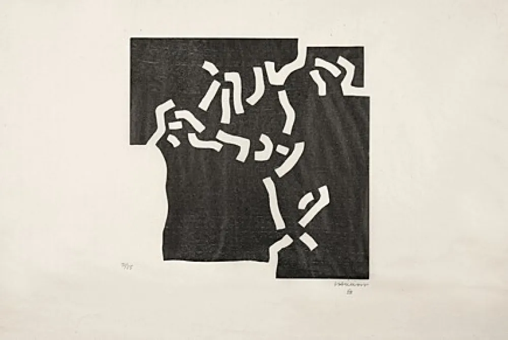 Holzschnitt Chillida - Beltza II (Schwarz II)