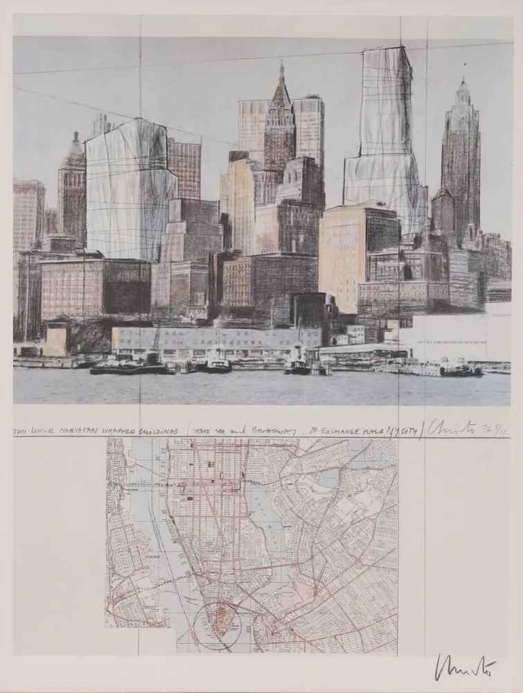 Lithographie Christo & Jeanne-Claude - Two Lower Manhattan Wrapped Buildings