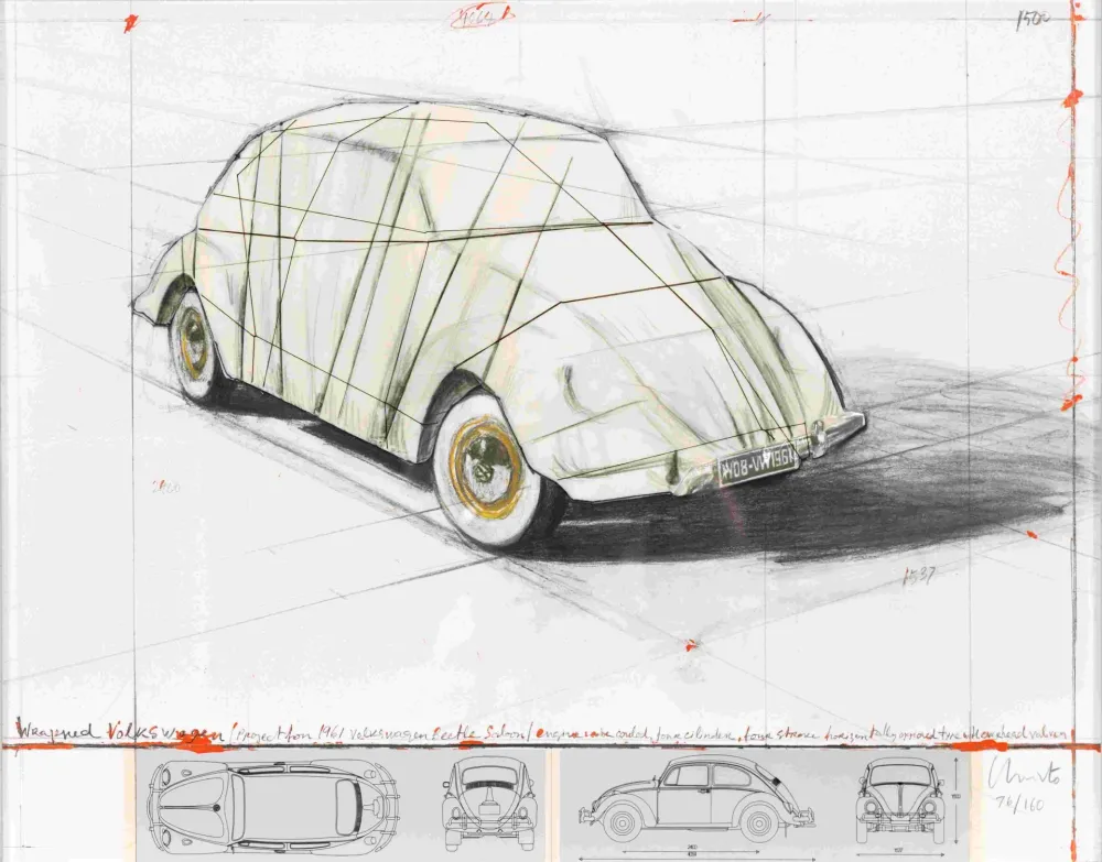 Siebdruck Christo - Wrapped Volkswagen, Project for 1961 Volkswagen Beetle Saloon