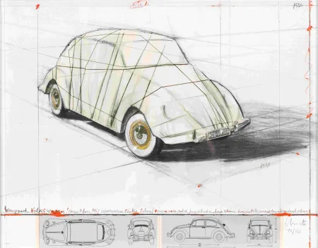 Siebdruck Christo - Wrapped Volkswagen, Project for 1961 Volkswagen Beetle Saloon