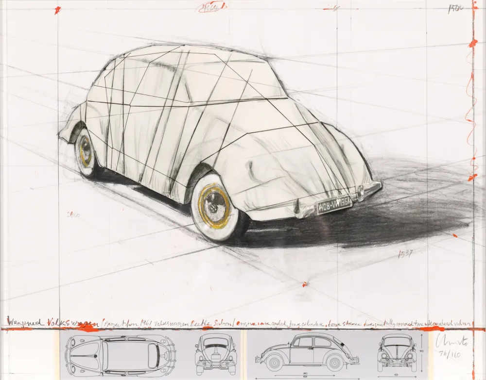 Siebdruck Christo - Wrapped Volkswagen, Project for 1961 Volkswagen Beetle Saloon
