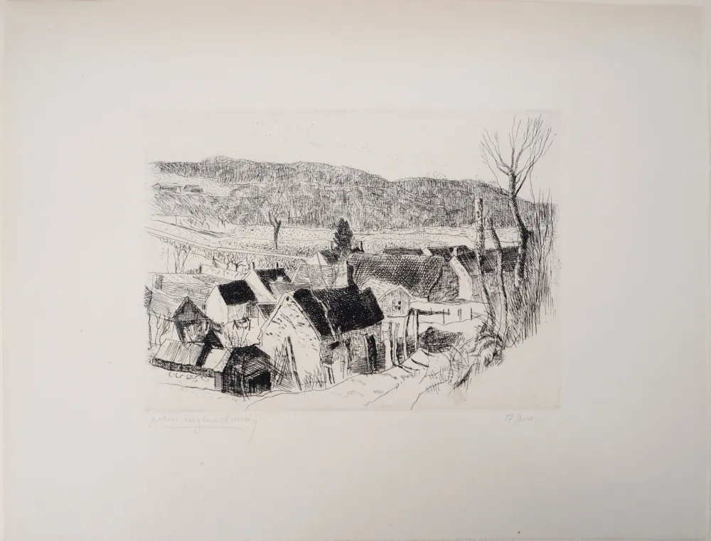 Stich Clairin - Paysage de campagne, village de Saint-Loup