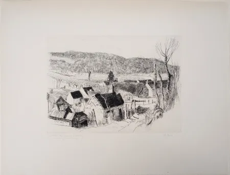 Stich Clairin - Paysage de campagne, village de Saint-Loup