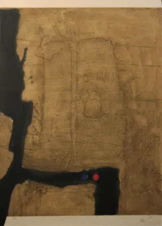 Radierung Clavé - Table et toile de sac