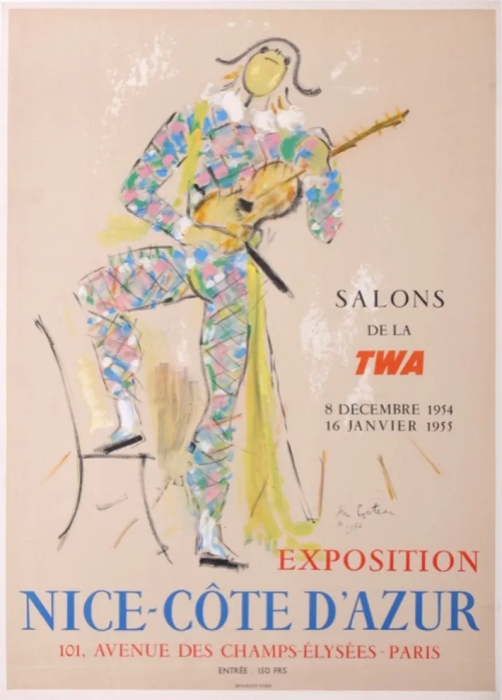 Lithographie Cocteau - Exposition Nice - Côte d'Azur Salons de la TWA, 
