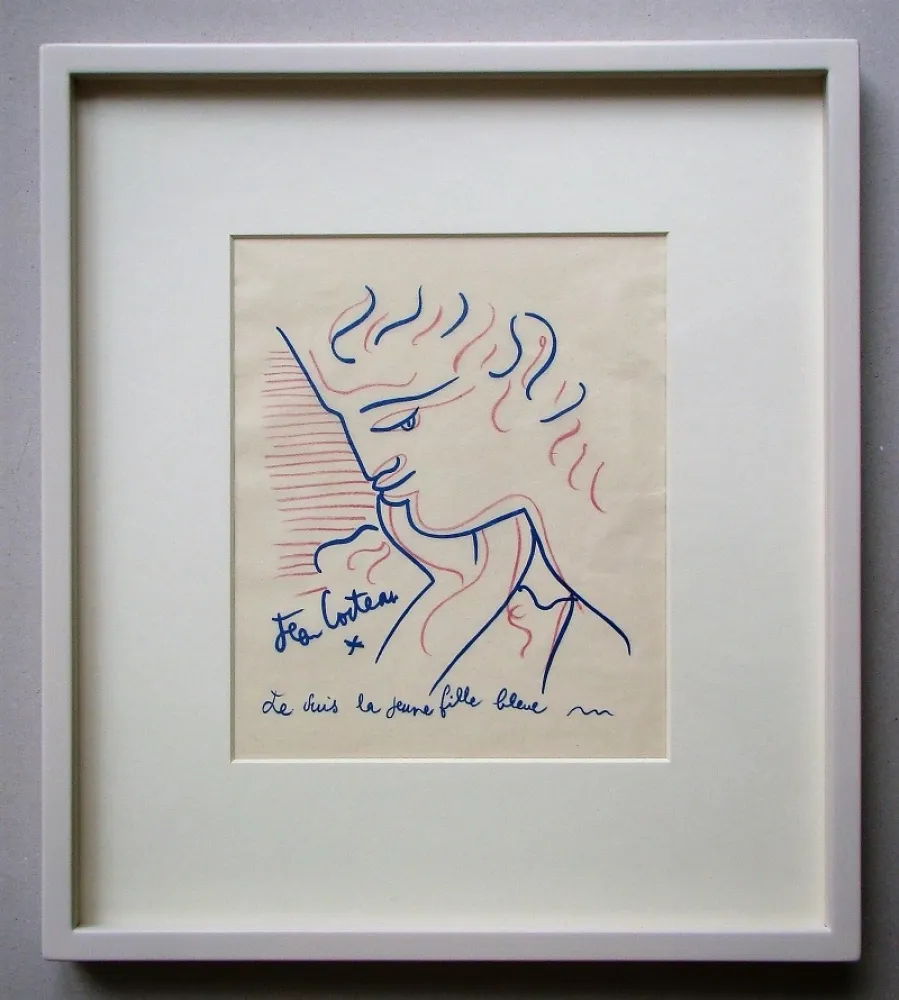 Lithographie Cocteau - Je suis la jeune fille bleue