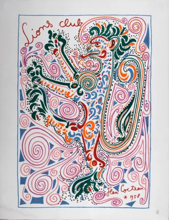 Lithographie Cocteau - Lions Club, 1958