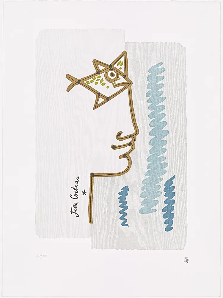 Lithographie Cocteau - Oeil de poisson 