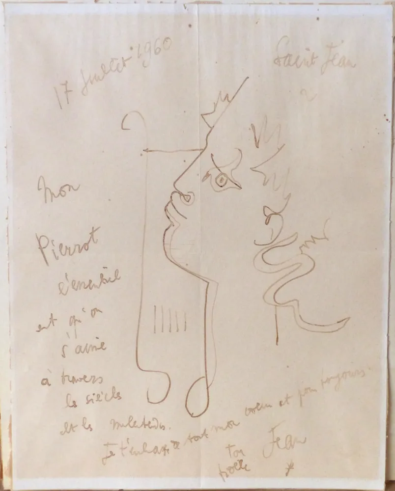 Keine Technische Cocteau - Orphée à la lyre. Dessin signé