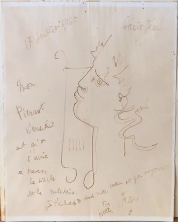 Keine Technische Cocteau - Orphée à la lyre. Dessin signé