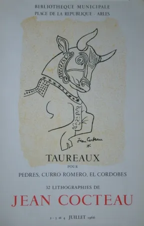 Lithographie Cocteau - Taureaux