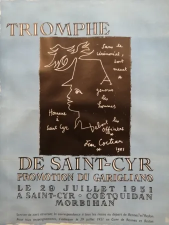 Plakat Cocteau - Triomphe de Saint Cyr - Promotion du Garigliano -