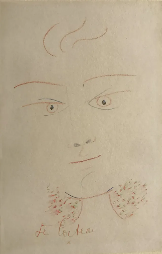 Monotypie Cocteau - Visage Multi Colour. UNIQUE PIECE DRAWING