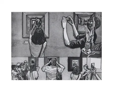 Radierung Und Aquatinta Collin - Le Louvre salle 38 - Vermeer