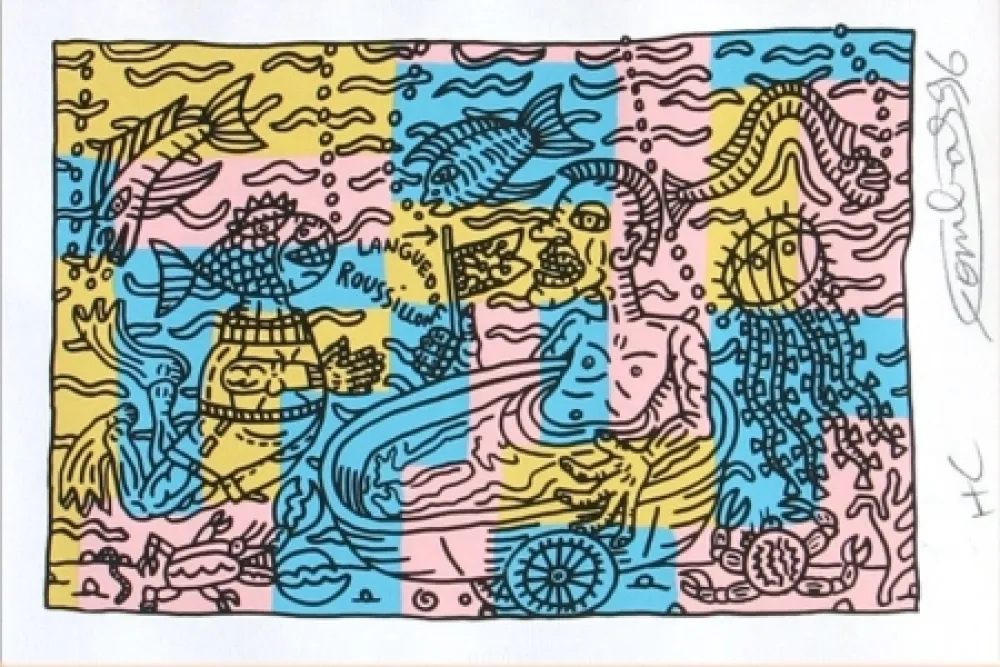 Siebdruck Combas - Bain dans l'étang