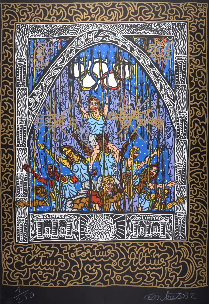 Lithographie Combas - Citius, Altius, Fortius