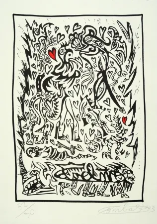Linolschnitt Combas - Composition