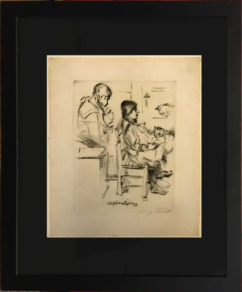 Radierung Corinth - Bei der Toilette