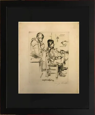 Radierung Corinth - Bei der Toilette