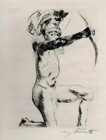 Radierung Corinth - Bogenschütze