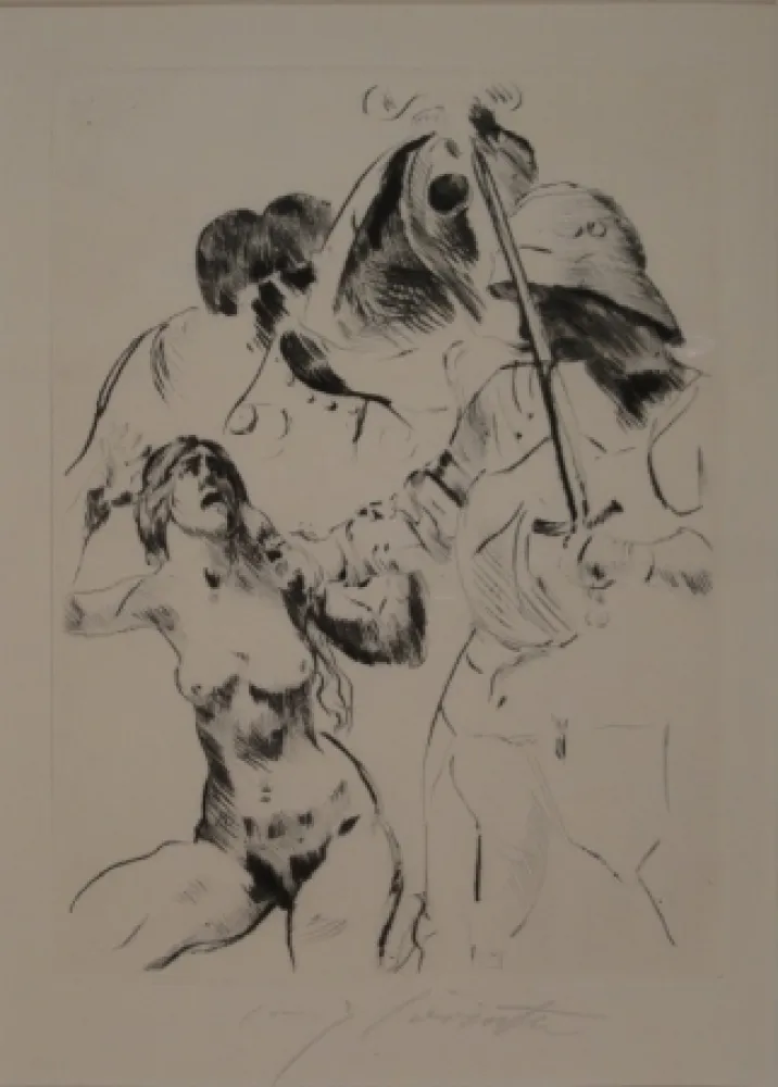 Kaltnadelradierung Corinth - Frauenraub III