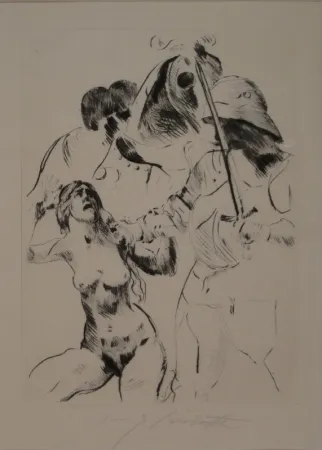 Kaltnadelradierung Corinth - Frauenraub III