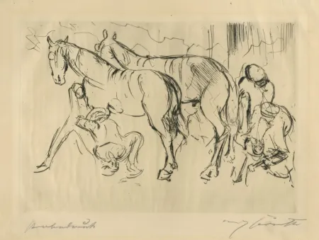 Kaltnadelradierung Corinth - In der Schmiede II