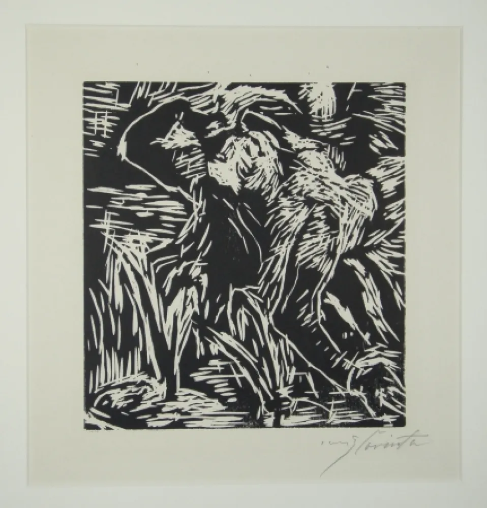 Holzschnitt Corinth - Rückwärts gebeugter weiblicher Akt (Reclining Female Nude)