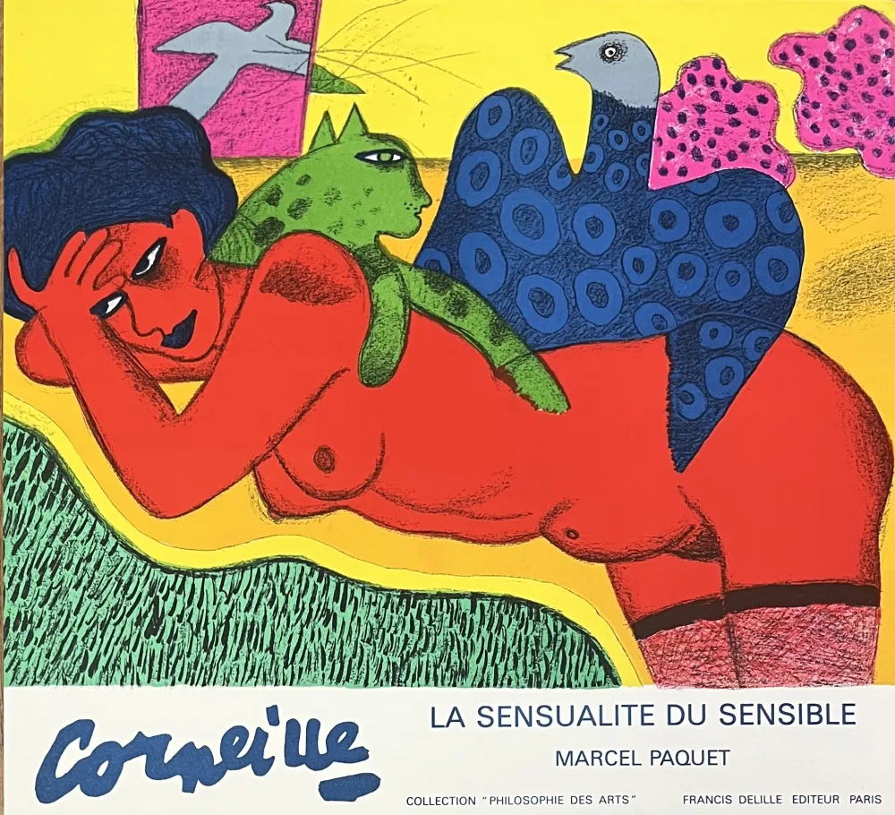 Lithographie Corneille - Affiche lithographique La sensualité du sensible, 1988